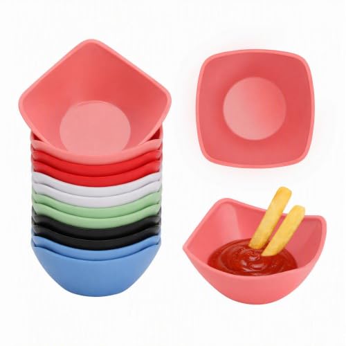 Zestaw miseczek do dipów, 12 sztuk, nietłukące, kolorowe, z tworzywa sztucznego, miseczki do sosu sojowego, małe miski na dipy, sushi, sushi, przekąski, imprezę, do mycia w zmywarce i