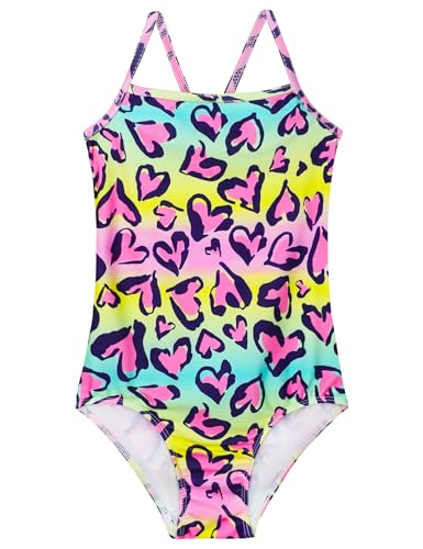 Image of Girls Bathing Suits Colorful Swimsuits with UPF 50 + Sun Protection Sleeveless Toddler Kids One Piece Swimwear