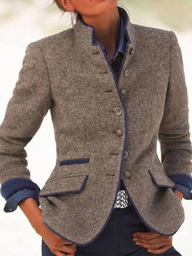 WOMENS FALL FASHION 2024|Light Brown Long Sleeve Lapel Jacket for Women| Fall Tops with Pockets| Womens Tops| Outerwear2