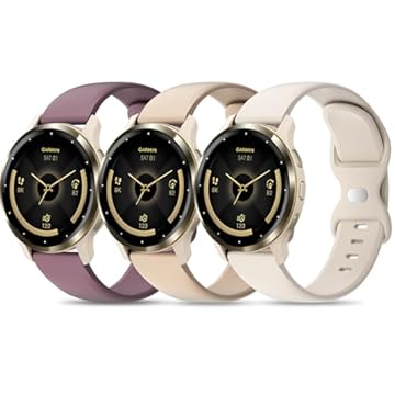 EverAct Pacote com 3 pulseiras de relógio de silicone compatíveis com Garmin Venu 3S de 41 mm/Venu 2S/Vivoactive 4S/Vivomove 3S/Forerunner 255S/Forerunner 265S, pulseira esportiva macia de liberação