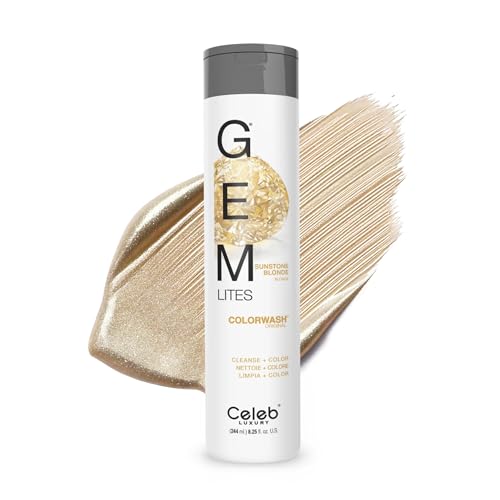 Celeb Luxury Gem Lites Colorwash, Professional Semi-Permanent Hair Color Depositing Shampoo, Sunstone