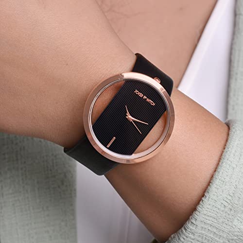 Image of Joker & Witch Faux Leather Minimal Transparent Dial Pu Analogue Watch For Women