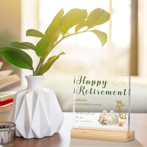 Image of Acrylic decoration Retirement Gifts for Women Men,Happy Acrylic Retirement Gifts,Coworker Teacher Nurse Boss Retired Gifts with Gag Gifts for Retirees-retire gift for retired cadre worker