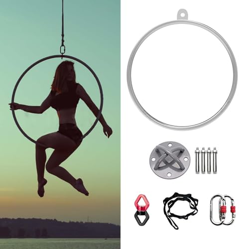 Indoor Lyra Hoop for Home Gym, Circus Acrobatics Yoga Ring/Aerial Hoop Set, Single Point Aerial Hoop with Fittings, 80/85/90/95/100cm(Diameter-90cm(35 1/2