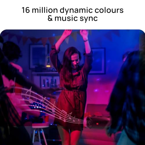 Image of wipro 9W Bluetooth Enabled Smart Bulb B22 | 16 million Colours | White Tunable (Warm, Neutral & Cool White) | Dimmable | App-Control | Music Sync | Schedule & Scenes | Pack of 1