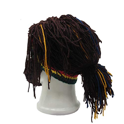 Image of Funny Rasta Wig Beard Hats Knitted Jamaican Rasta Beanie Hat with Dreadlocks Christmas Halloween for Men Women