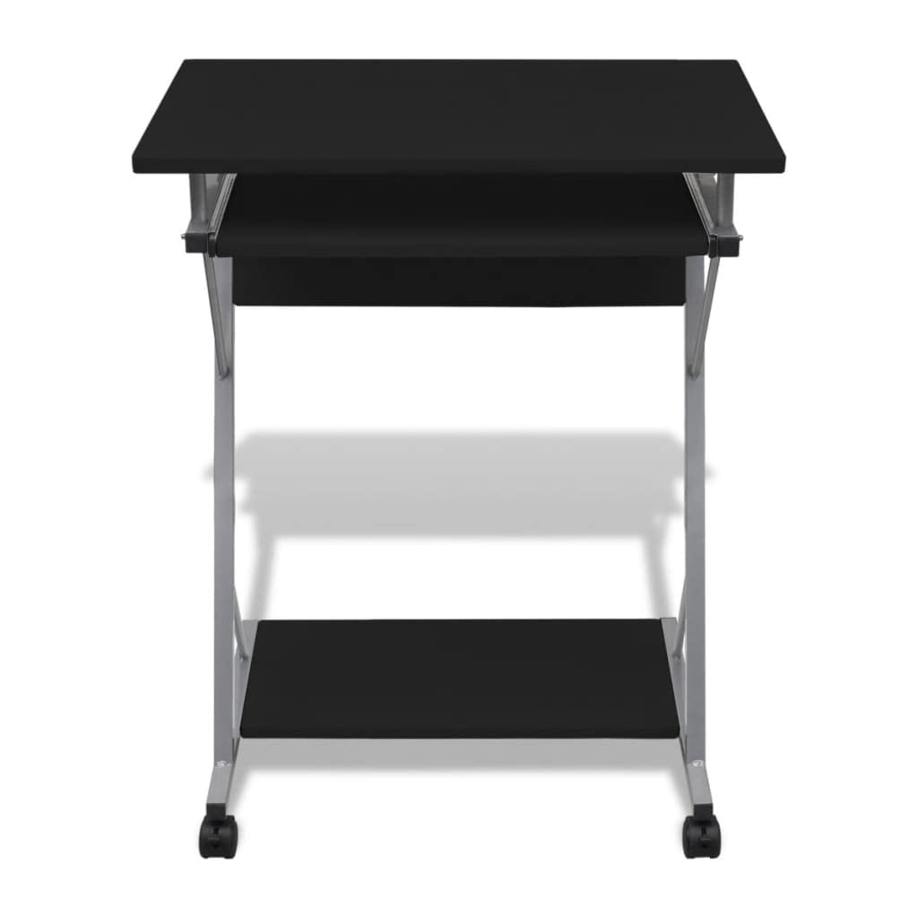 Escritorio de ordenador de 60 x 40 cm, con extractor de teclado y estante para torre de acero resistente y placa de tensión para PC, portátil, oficina, hogar, oficina