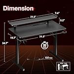 MOTPK 32 Inch Small Gaming Desk with LED Lights & Power Outlets, Computer Desk Gaming Table with Monitor Shelf, Gamer Desk with Carbon Fiber Texture, Kids Boys Desk Gift for Men - Image 3