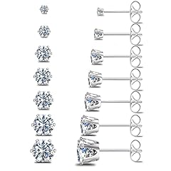 7 Pairs Shiny Silver Stud Earrings