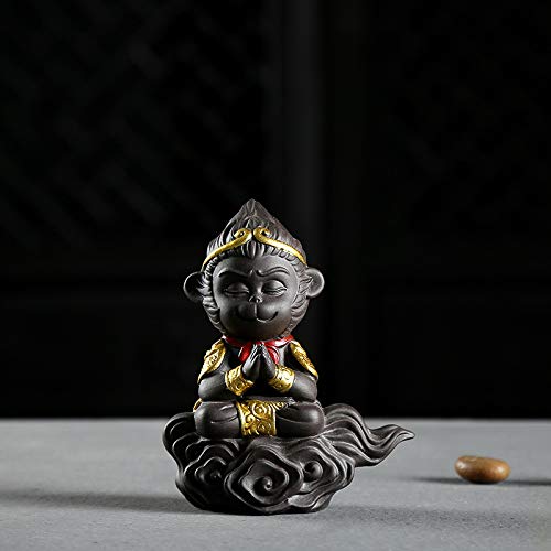 Kingzhuo Figuras coleccionables de muñecas, mono, rey mono, estatua de Sun Wukong, figuras coleccionables, adornos de cerámica, decoración adorable regalo (8 x 10 cm)