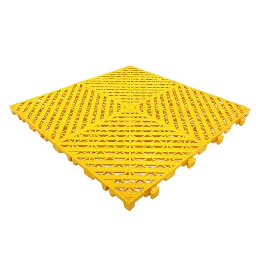 プラスチックパレット、ポリエチレン通気性グリッド記事ラック、2〜3トン荷重ベアリング、すのこパレット、洗車、オートショー、地下室保管用(Yellow,40x40x2cm)