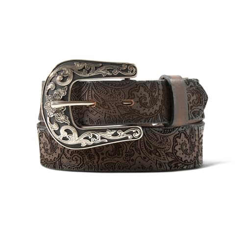 ARIAT Youth Girls Lasercut Paisley Design Floral Belt, Brown, 28