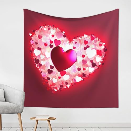 LHDGBWC Tapiz de corazón para el día de San Valentín, para dormitorio, decoración de pared, tapices estéticos, 152 x 101 cm, decoración de pared, pósteres, tapiz bohemio para sala de estar, dormitorio
