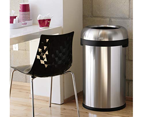 Image of simplehuman 80 Liter / 21.1 Gallon Bullet Open Top Trash Can, Commercial Grade Heavy Gauge, Brushed Stainless Steel