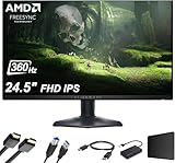 Alienware 25 Gaming Monitor, 24.5' FHD IPS LED 360Hz Display, 1ms, AMD Free Sync, Preset OSD Modes, Height/Tilt/Swivel/Pivot Adjustability, HDMI,DP, Dark Side of The Moon, w/HDMI Cable&Hub&Mouse Pad