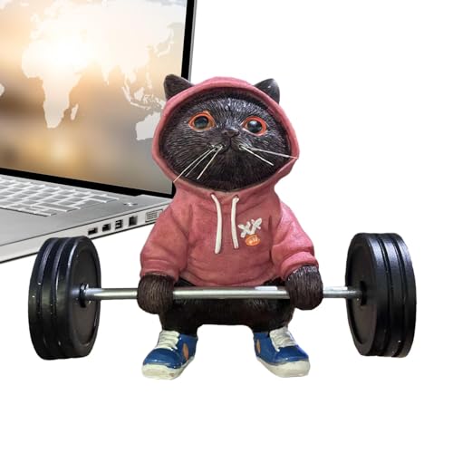 Figurines de chat de remise en forme en résine haute finition pour salon - 2