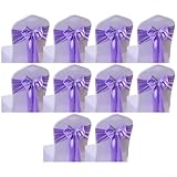 Elegantes 10 bandas de satén para sillas para eventos, elemento decorativo perfecto para bodas y celebraciones (morado)