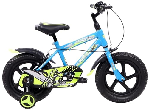 Image of JUNIOR KID BMX 14 Inch Kids Cycle with Rigid Suspension Side Wheels Ideal for 2 to 5 Years Boys and Girls Bicycle Sky