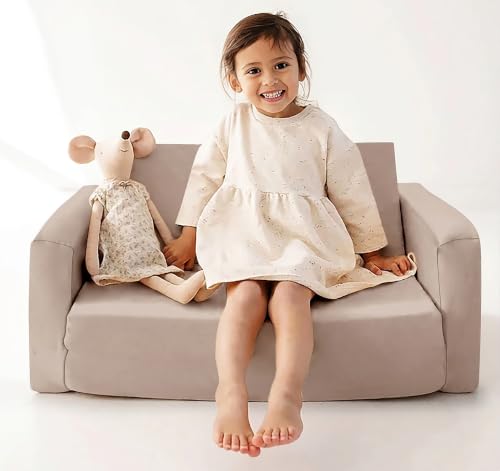 Image of Baby /Couch /Playmat /Three Layers of Folding Kids Sofa /Armchair Flip Open Plush Foldable Mini /Foldable Sofa Cum Bed Chair for 6-60 Months (Upto 5 Years Kids) (Sofa -Skin)