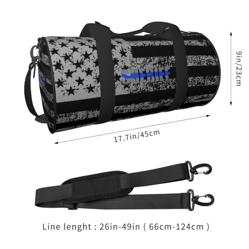 Sheriff Thin Blue Line Convertible Garment Bag with Shoulder Strap, Carry on Garment Duffel Bag for Men - Rolling Foldable for Travel Luggage Bags (Black)3