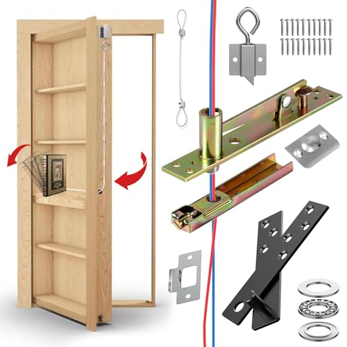 Hidden Hinge for Door Door Pivot Hinges Concealed and Hidden Hinges with Capable of Passing Wire for Hidden Door Bookcase and Secret Door Murphy Bookshelf (Tread Type)