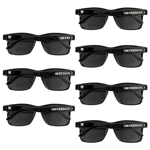 Image of 8 Pack Groomsmen Sunglasses for Men - Wedding Sunglasses for Groomsman Proposal Gifts, Bachelor Party Favors