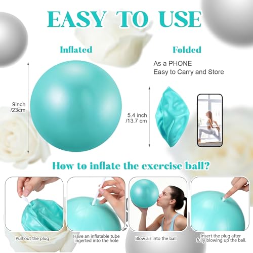 Image of Sotiff 20 Pcs 9 Inch Pilates Ball Bulk Exercise Pilates Ball Mini Yoga Balls Therapy Core for Stability Barre Training Stretching Physical Posture Training Gym Workout with Inflation Tube
