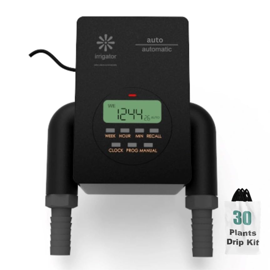 Irrigator I auto digital timer + 30 Plants Dripkit Bundle I - Automatic Plant Watering System | Electric Garden Timer Home, Balcony, & Terrace | Ideal for Vacation Watering | 6M Replacement Warranty (B0D1Y6MDQB) Amazon Price History, Amazon Price Tracker