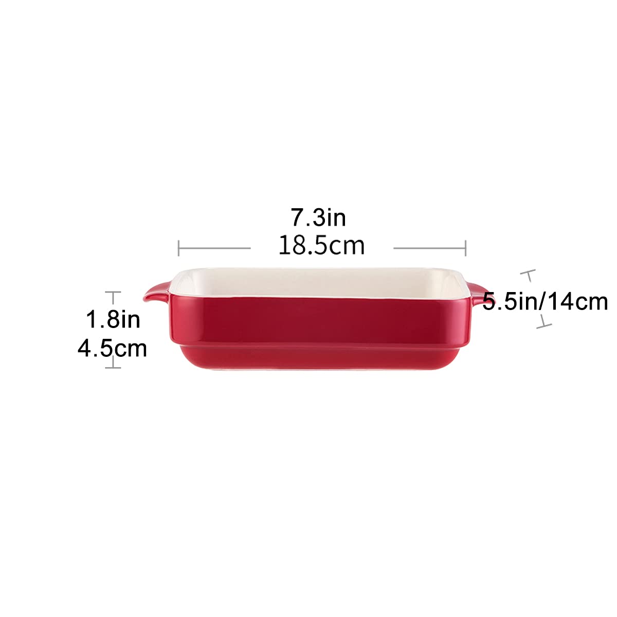 Naczynia do pieczenia w piekarniku, prostokątne ceramiczne naczynie, idealne, naczynia lasagne, małe zapiekania, zestaw 2 szt(Red,7inch)