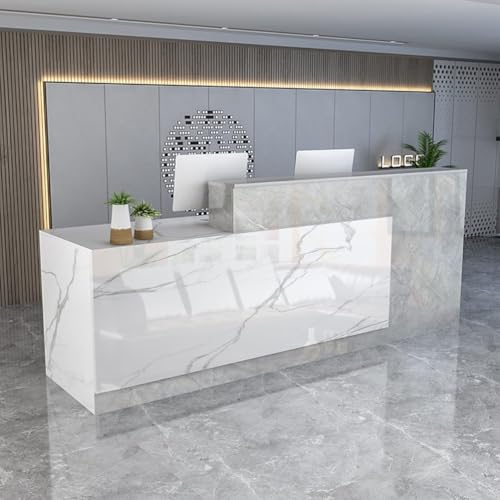 Escritorio de recepción con cajones con cerradura, moderno escritorio de madera, mesa frontal para computadora, construcción duradera, ideal para oficinas y negocios, 7180 x 60 x 100 cm