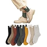 [Yazon] 靴下 メンズ 秋冬 カラフルソックス カジュアル 通気吸汗 綿10足セット 男性 冬用 靴下 スポーツ ビジネスくつした 紳士 クルーソックス 春夏秋冬 保温防寒 くつ下 リブ柄 25-27cm