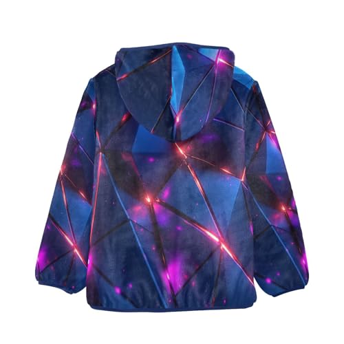 Abstract Geometric Pattern Toddler Fleece Jacket Girl Boys Hooded Fleece Jacket Coat Warm Outwear Zip-up 3-10T2