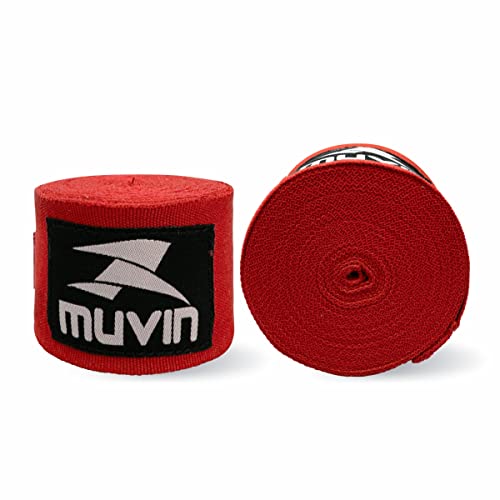 Bandagem Elástica Muvin 5 Metros Com Fechamento em Fecho de Contato e Alça Para Polegar – Atadura de Proteção Para Mãos e Punhos – Faixa de Boxe – Muay Thai – MMA – Artes Marciais – Treino – Unissex