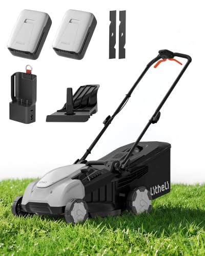 Image of Litheli 18 inch Cordless Lawn Mower, 2 x 8.0Ah Battery Powered Lawn Mower