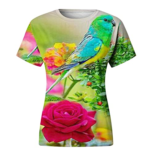 Camisetas femininas estampadas de manga curta camisetas de ajuste solto na moda tops elegantes vinta