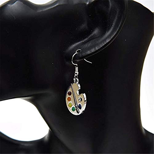 Damleng Unique Charm Paint Palette Dangle Earrings Paint Brush Drop Earrings For Women Artist Painter Jewelry Gifts (Silver) #TOP2