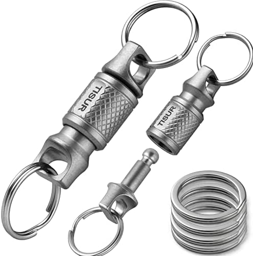 TISUR Titanium Quick Release Keychain, Retractable Key Chain Detachable Keychain Clip,Pull Apart Key Rings for Men Women