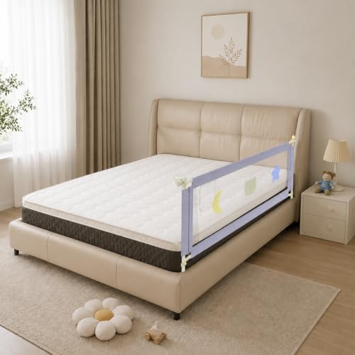 SKY-TOUCH Bed Rail for Toddlers 1.8m Baby Bed Rail Guard Infants Safety Bed Guardrail Adjustable Height Upgraded seamless reinforced safety fence protector baby crib rail guardrail (1 Side 1.8m)