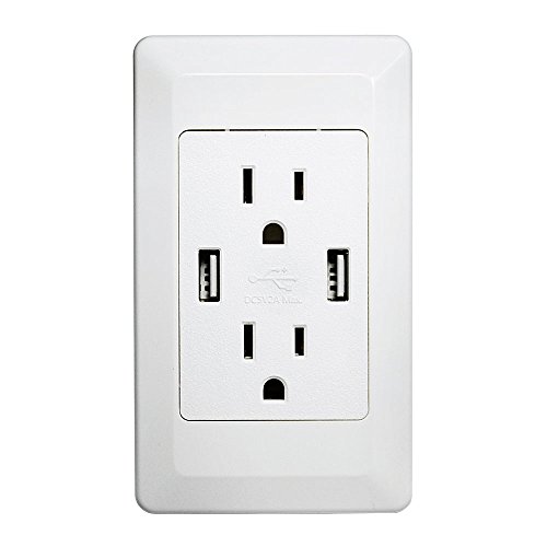Bestface Wall Outlet 2A High Speed USB Charger Receptacle 15A Tamper Proof Safety Outlet