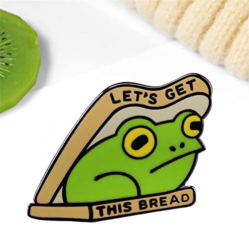 Get This Bread Frog Metal Brooch Cartoon Animal Brooch Pin Badges for Clothing Backpack Funny Novelty Enamel Lapel Pin DIY Jewelry Decoration (frog)3