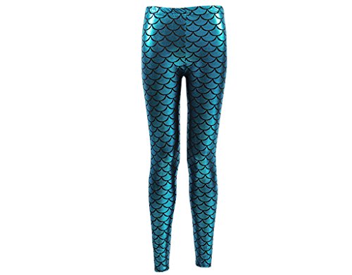 BONAMART ® Damen Sexy Gothic Punk Glanz Kunstleder Metallic Mermaid Leggings Lack Leggins Hose