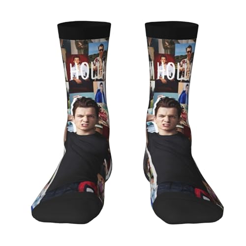 Moonforever Tom Holland - Calcetines deportivos unisex para hombre, calcetines tobilleros, calcetines acolchados para correr, calcetines de algodón, 3 Negro, Altoa única