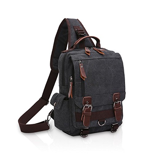 FANDARE Unisexo Bolso Pecho Lienzo Bolsos de Hombre Sling Crossbody Bag Mujer Cruzados