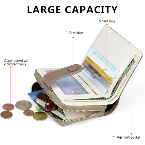 Womens Wallet Cute Small Wallets for Women Brown Women's Wallet Kawaii Flower Card Wallets for Women Ladies4