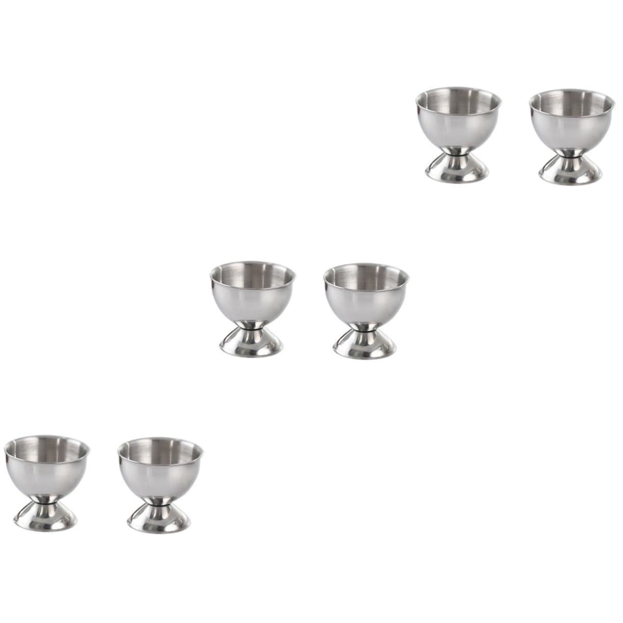 COLLBATH 6 Pcs Stainless Steel Egg Cup Portable Egg Holder Egg Poacher Cooker Egg Cup Holder Plant Egg Tray Egg Holder Stand Refrigerator Egg Tray Egg Holder for Fridge Boiled Egg Stand