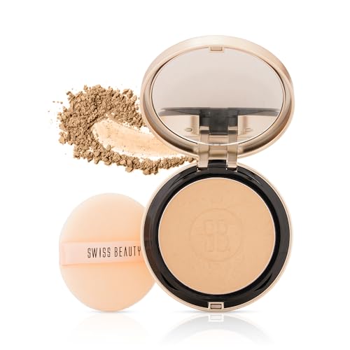 Image of Swiss Beauty Select Born To Last Compact Powder | 3-in-1 Skin Perfection | Oil Control | Blurs Pores | Matte Finish | Fresh Makeup for hours | With Squalane & Vitamin E | 6.5g, Shade- 2. Sunlit Sand