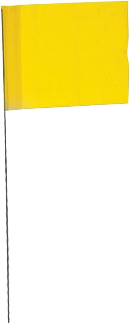 A.M. Leonard Vinyl Stake Flags with Wire Stakes, Bundle of 100 Marking Flags (Yellow)