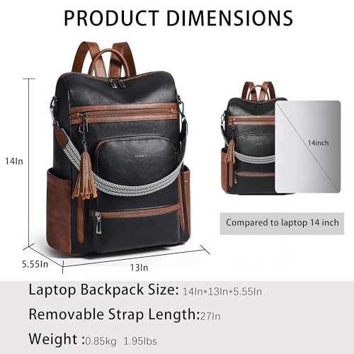 Image of Shrrie Vegan Leather Laptop Backpack for Women 15.6 inch Work Backpack Fashion Travel Backpack Purse for Business College
