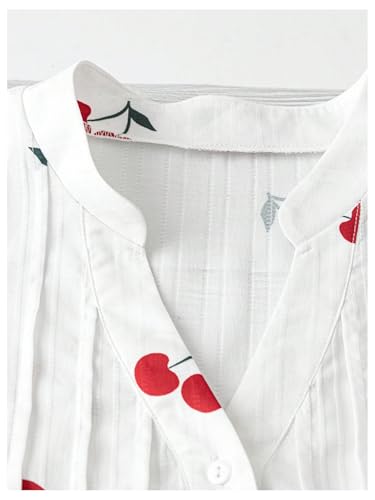 SOLY HUX Plus Size Tops for Women Cherry Print Notched V Neck Ruffle Cap Sleeve Vacation Casual Blouse3