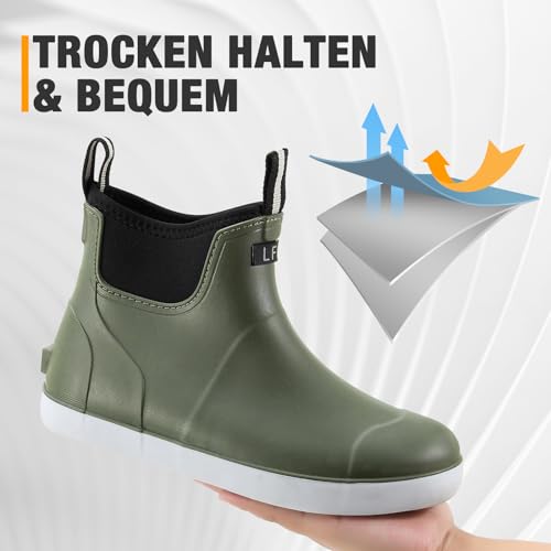 Sowdus Gummistiefel Herren Gefütterte, Original Grundlegend Wasserdicht Atmungsaktiv Stiefeletten, Anti-Rutsch Mode PVC Chelsea-Stiefel, Gummistiefel Herren